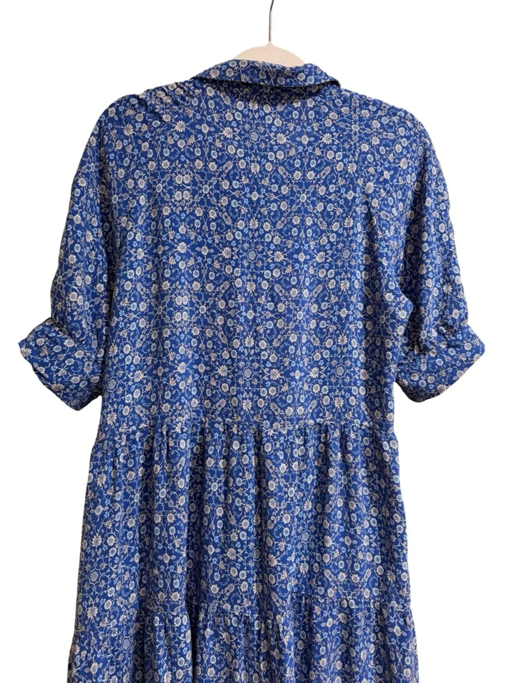 🌼 Natural Life Rebecca Midi Dress Blue Boho Cottagecore Size L - Picture 7 of 10